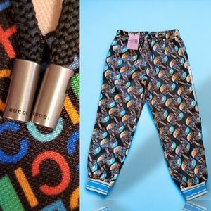 NWT Gucci X The North Face Technical Jersey Monogram Colorful Jogger Pants Large